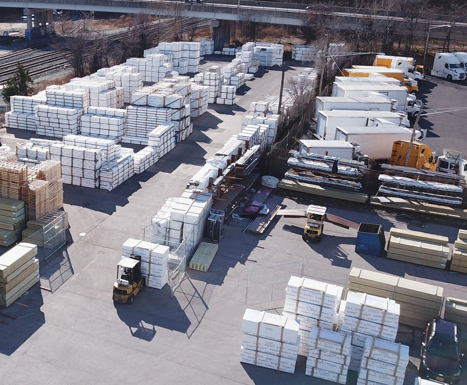 Fence and rail material staged for Baltimore quote support and pickup