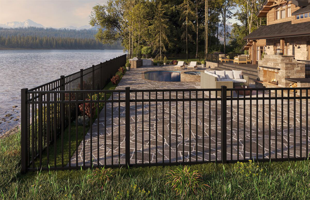 Black Catalyst Manchester composite fence installed around an outdoor living area